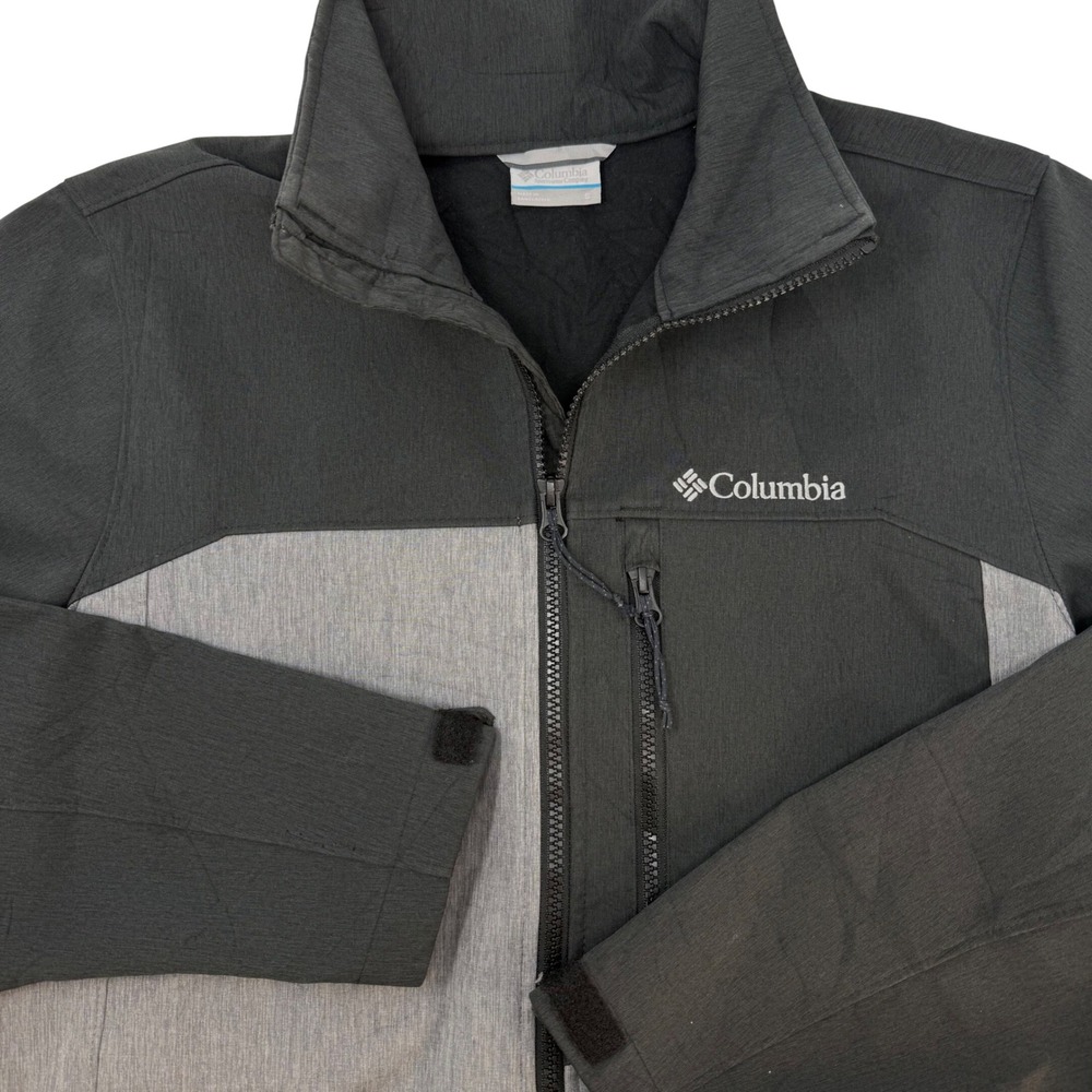 Columbia Mens Small Gray Black Colorblock Softshell Fleece Lined Jacket